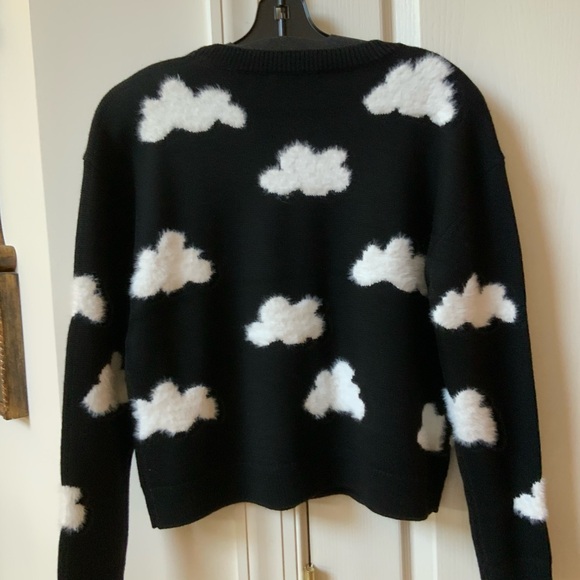 BEAUTIFUL BRAND NEW ALICE + OLIVIA GLEESON FUZZY CLOUD SWEATER IN BLACK & WHITE - Picture 16 of 16